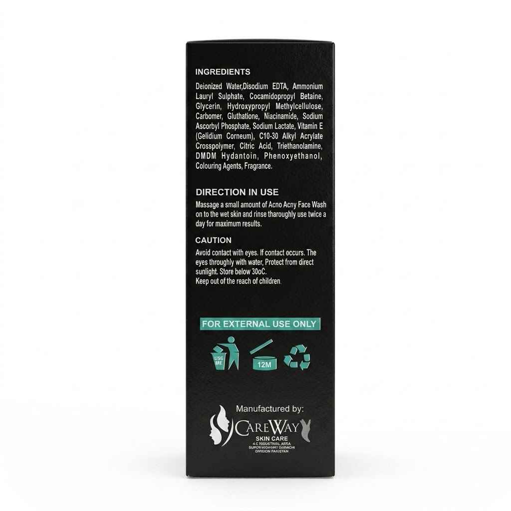 Bio Glow Face Wash ingredients and usage directions - CareWay Skin Care product label
