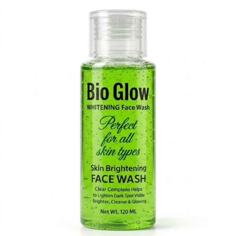 Bio Glow Whitening Face Wash - 120ml green gel bottle for skin brightening and all skin types