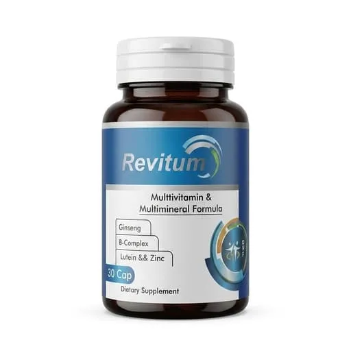 Revitum multivitamin and multimineral formula dietary supplement with ginseng, B complex, lutein and zinc, 30 capsules