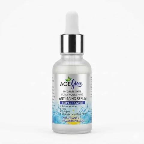 Age Glow anti-aging serum 30ml bottle with Pro-Xylane and Hyaluronic Acid