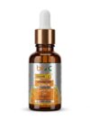 Glass dropper bottle of vitamin C hyaluronic acid serum for glowing skin