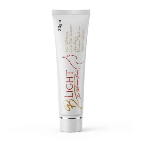 B Light Skin Whitening Cream 30gm tube front view for acne spots, melasma, and hyperpigmentation care