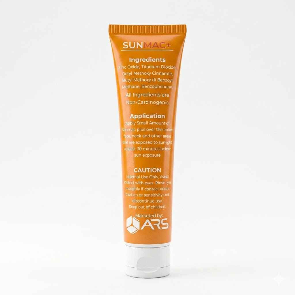 Sunmac+ SPF 100 sun block cream, water-resistant orange sunscreen for face and body with UV protection